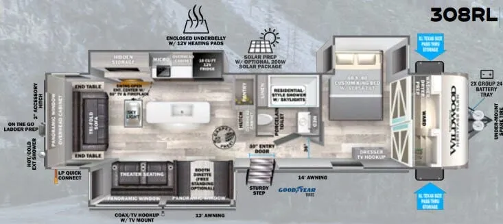 Forest River Wildwood Heritage Glen 308RL floor plan