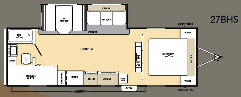 Coachmen Catalina 27 BHS floor plan