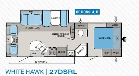 Jayco White Hawk 27DSRL floor plan