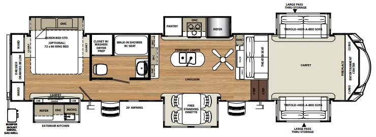 2017 Forest River Sandpiper 379FLOK floor plan