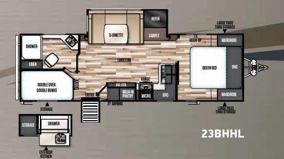 Forest River Wildwood Heritage Glen Hyper-Lyte 23BHHL floor plan