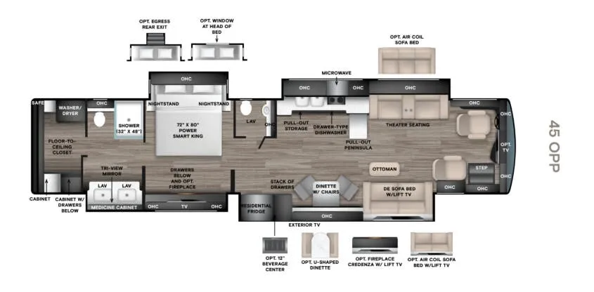 2027 Tiffin Allegro Bus 45 OPP - Floor plan