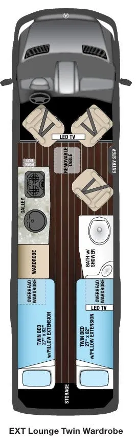 Airstream Interstate Lounge EXT WARDROBE TWIN floor plan