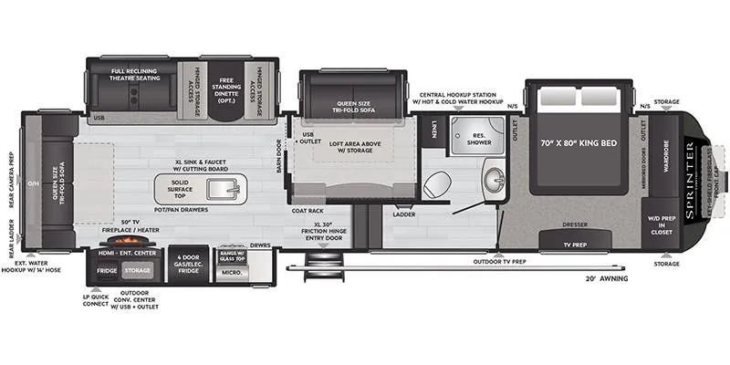 Keystone Sprinter Limited 3570LFT floor plan