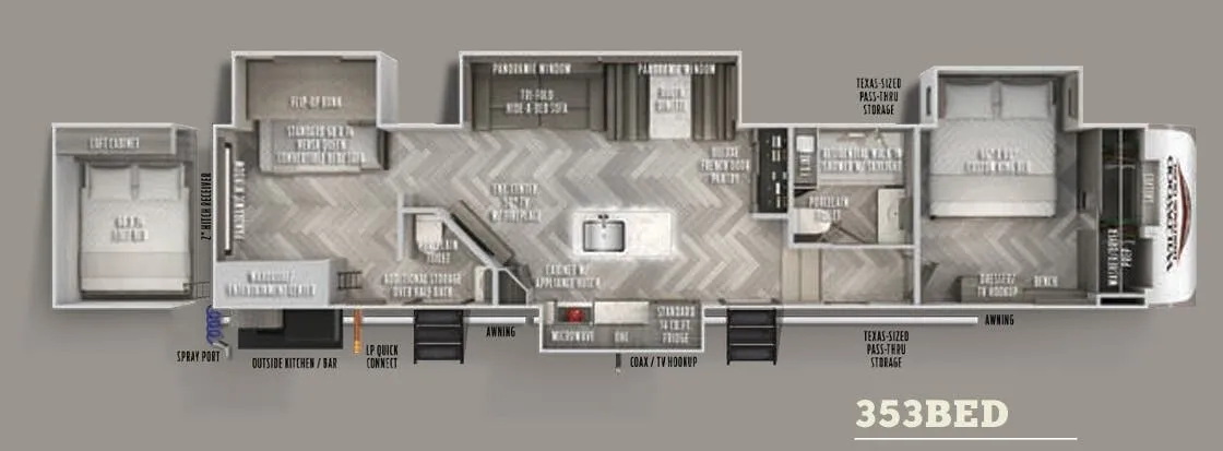 Forest River Wildwood Heritage Glen 353BED floor plan