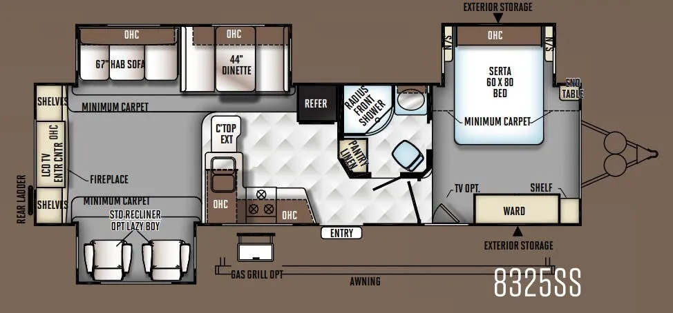 Forest River Rockwood Signature Ultra Lite 8325SS floor plan