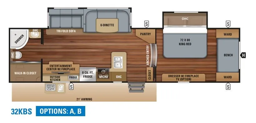 Jayco White Hawk 32KBS floor plan