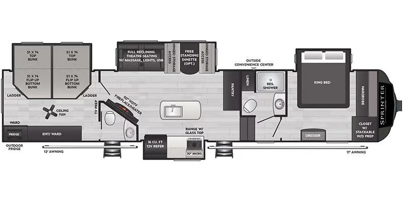 Keystone Sprinter 3810QBS floor plan