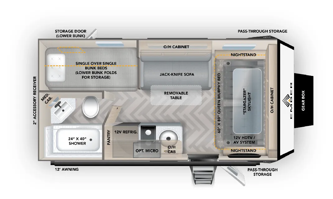 2022 Ember RV Overland 170MBH - Floor plan