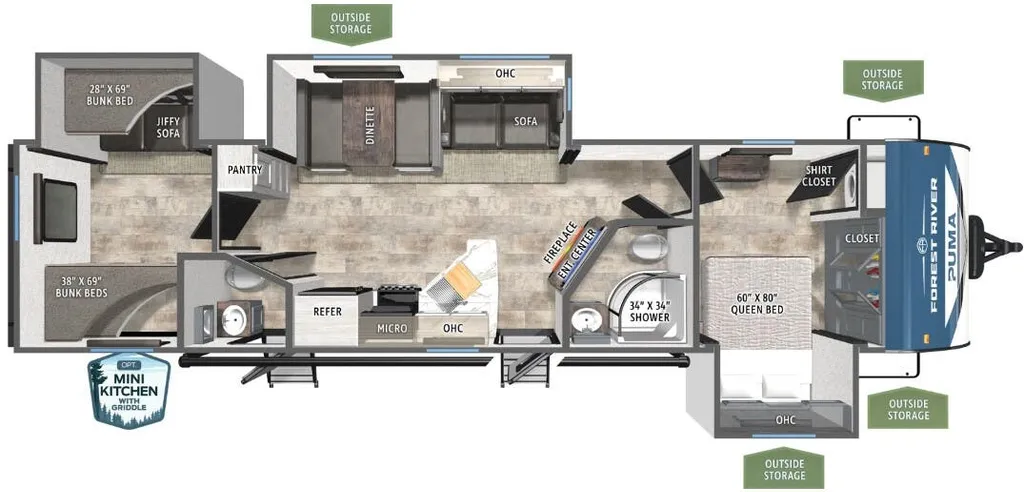 2027 Forest River Puma 32BHQS floor plan