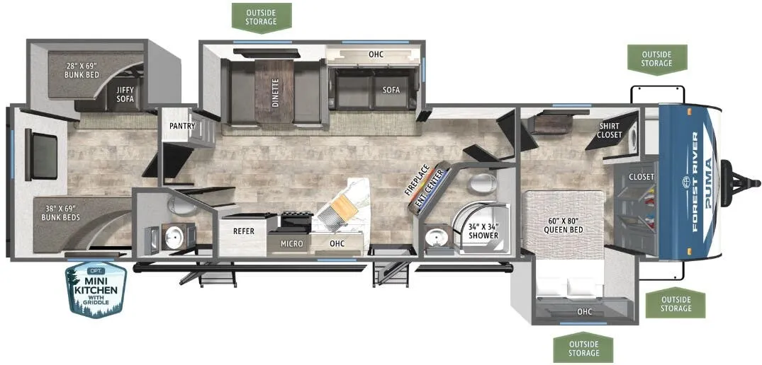 2027 Forest River Puma 32BHQS - Floor plan