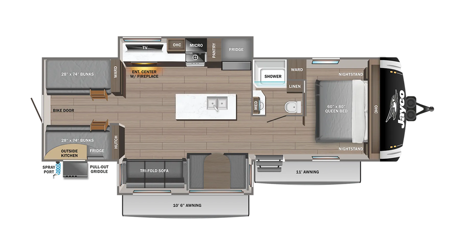 Jayco Jay Feather 32QBH floor plan