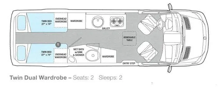 Airstream Interstate TWIN DUAL WARDROBE floor plan