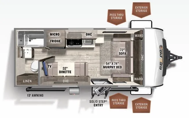 Forest River Rockwood Geo Pro 19FD floor plan
