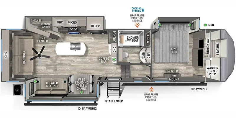 2023 Forest River Sandpiper 3370RLS - Floor plan