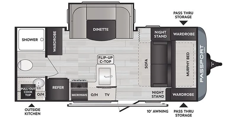 2022 Keystone Passport SL Series 189RB floor plan