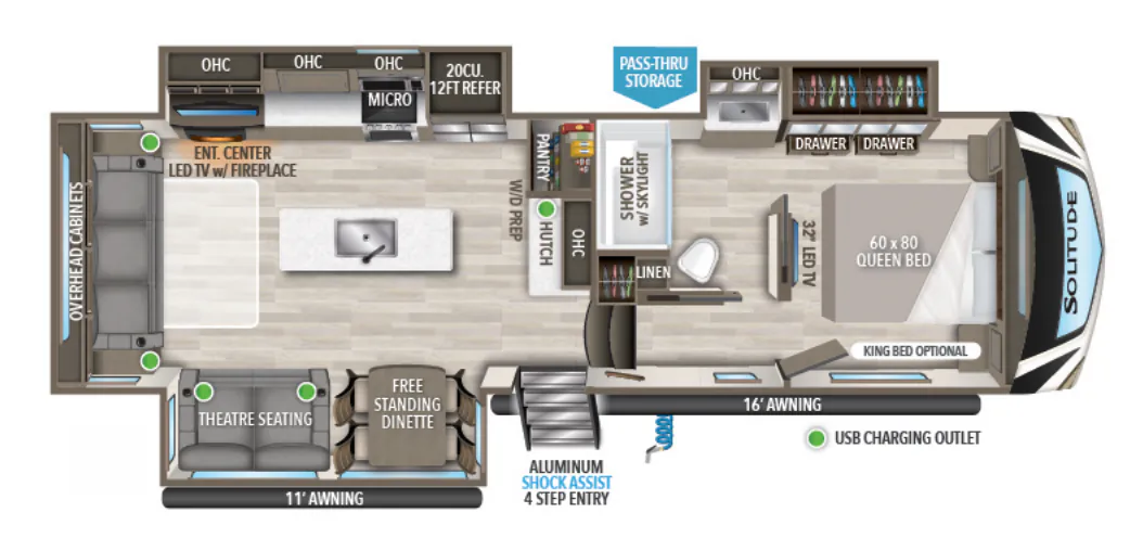 Grand Design Solitude S-Class 2930RL floor plan