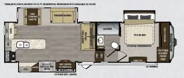Keystone Avalanche 330GR floor plan