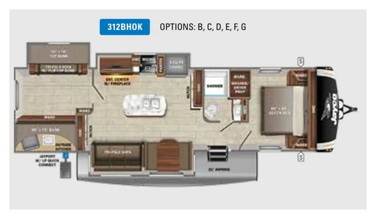 2022 Jayco Eagle 312BHOK - Floor plan