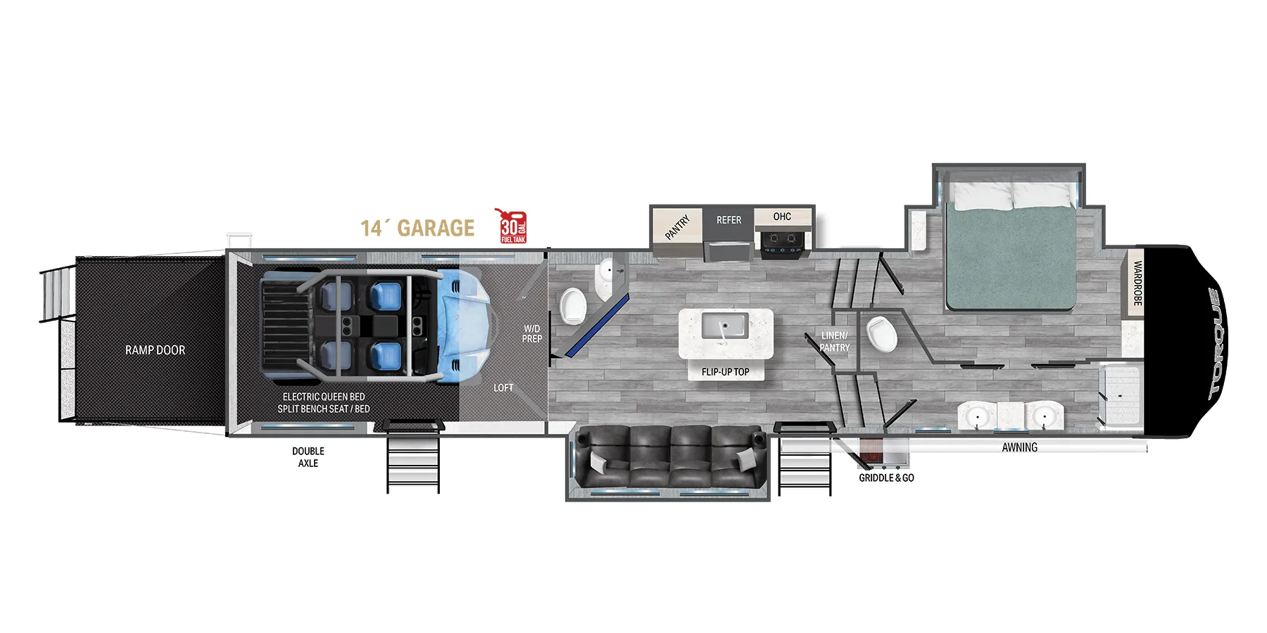 Heartland Torque Fifth Wheel 384 floor plan