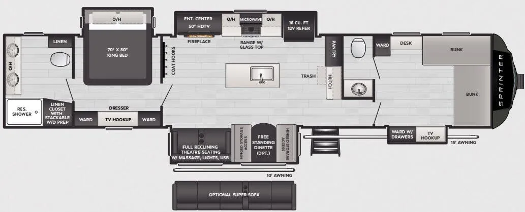 Keystone Sprinter 3980FBS floor plan