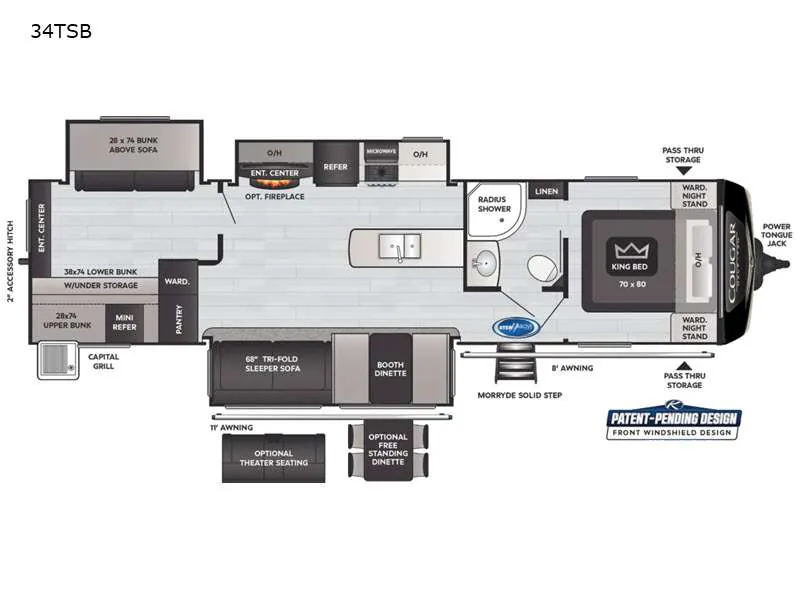 2021 Keystone Cougar Half-Ton 34TSB - Floor plan