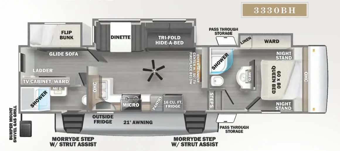 Forest River Sandpiper 3330BH floor plan