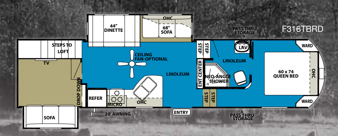 Forest River Wildwood Heritage Glen 316TBRD floor plan