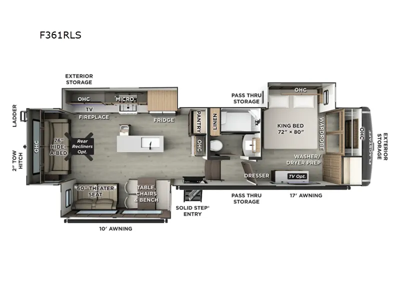 2026 Forest River Flagstaff Classic F361RLS - Floor plan