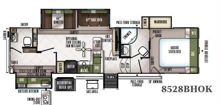Forest River Flagstaff Classic Super Lite 8528BHOK floor plan