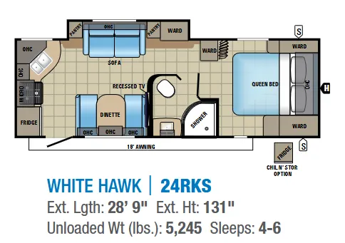 Jayco White Hawk 24RKS floor plan