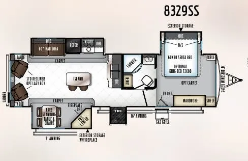 2018 Forest River Rockwood Signature Ultra Lite 8329SS - Floor plan