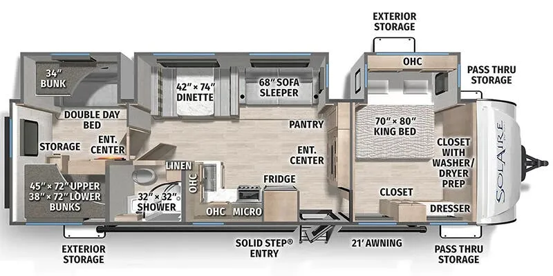 2025 Palomino Solaire Ultra-Lite 3200TSBH - Floor plan