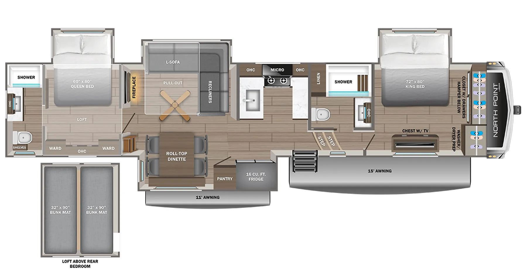 2027 Jayco North Point 395DSDB - Floor plan