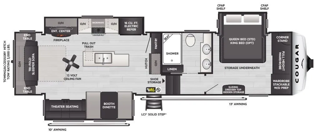 Keystone Cougar 316RLS floor plan