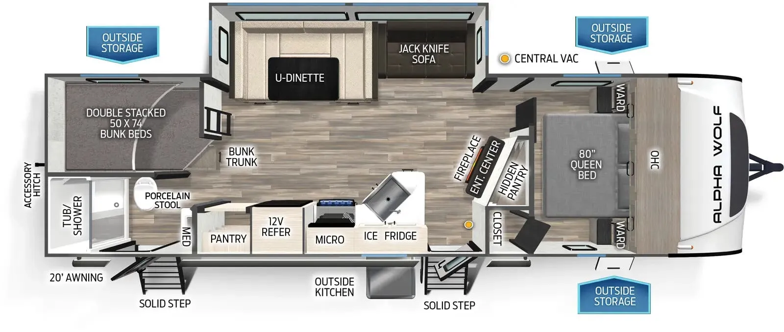 2023 Forest River Cherokee Alpha Wolf 26DBH - Floor plan