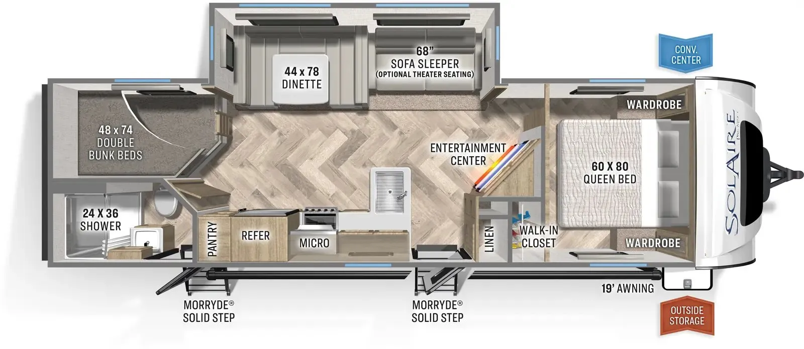 2023 Palomino Solaire 294DBHS - Floor plan