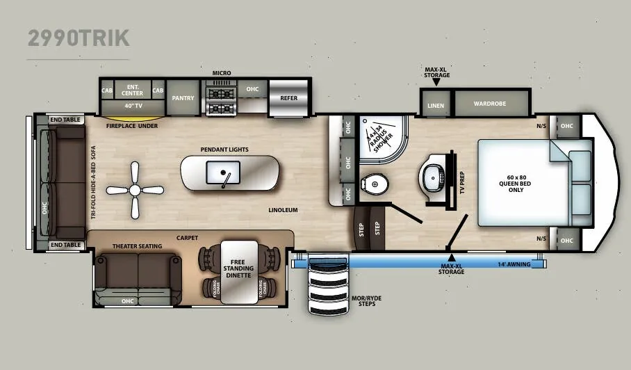 Forest River Sandpiper C-Class 2990TRIK floor plan
