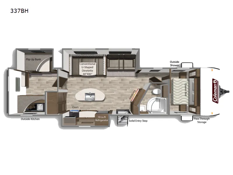 2021 Dutchmen Coleman Lantern 337BH - Floor plan