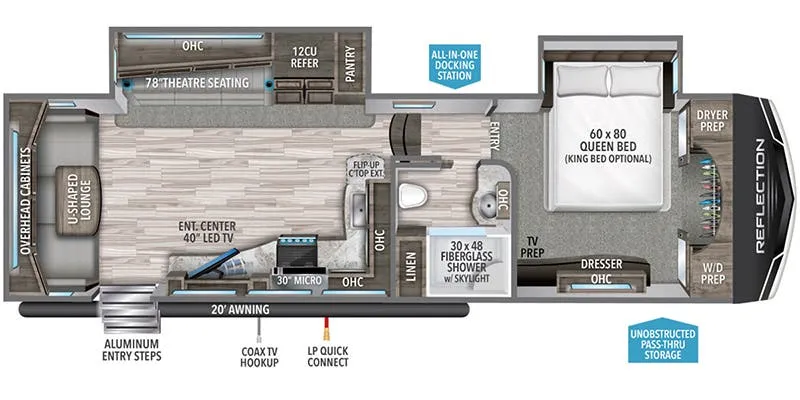 2021 Grand Design Reflection 310RLS floor plan