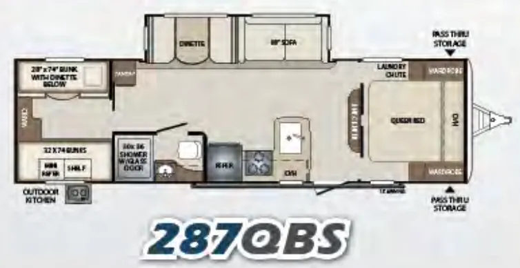 Keystone Bullet 287QBS floor plan