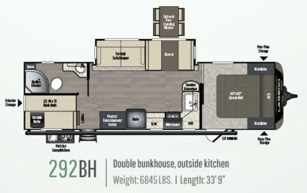 2019 Keystone Laredo 292BH floor plan