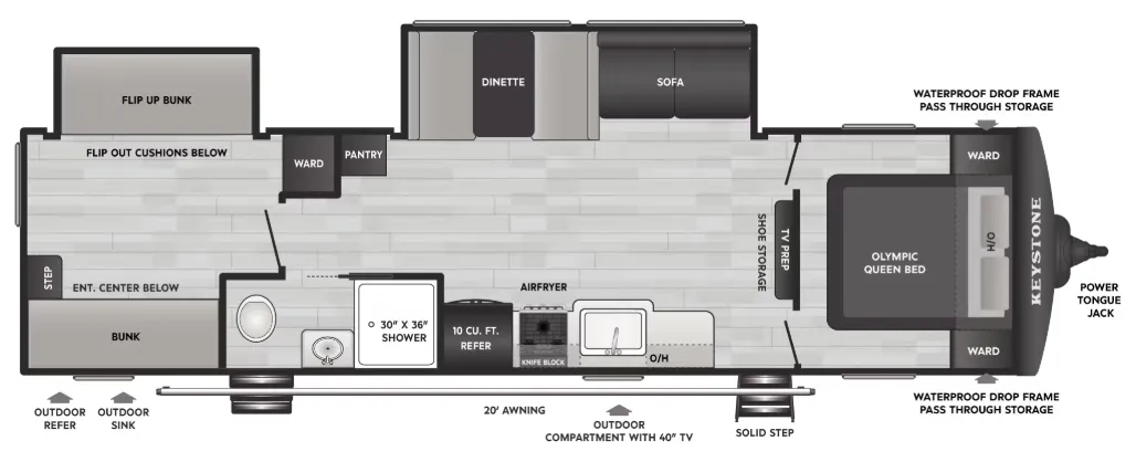 Keystone Hideout Max 310XBR floor plan
