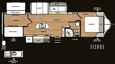 Forest River Vibe 312BHS floor plan