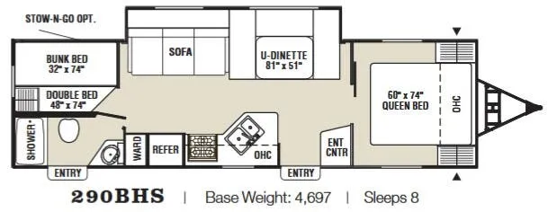 Coachmen Captiva Ultra Lite 290BHS floor plan