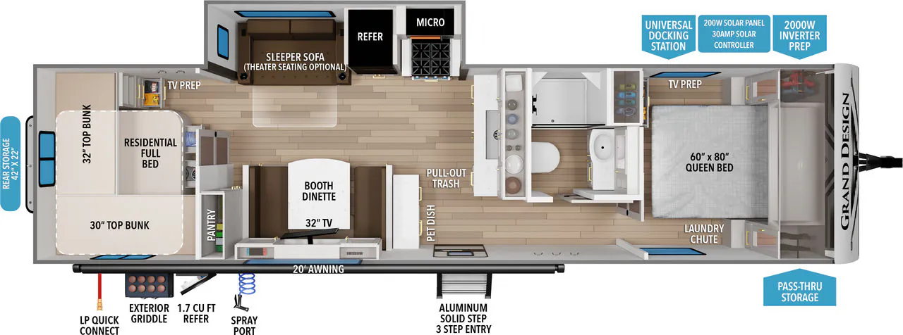 2027 Grand Design Transcend 295QBT floor plan