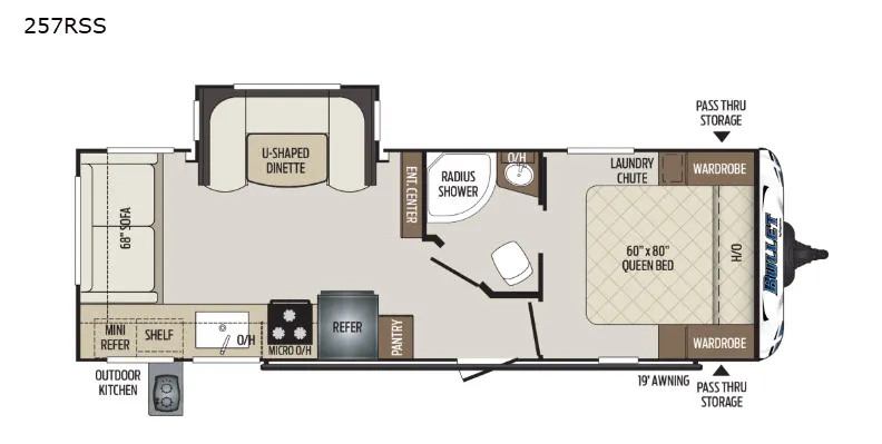 2019 Keystone Bullet 257RSS floor plan
