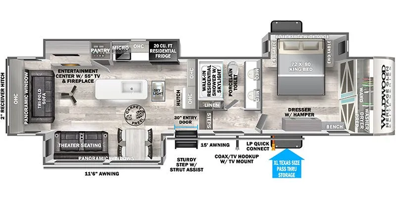 Forest River Wildwood Heritage Glen Elite 34RL floor plan
