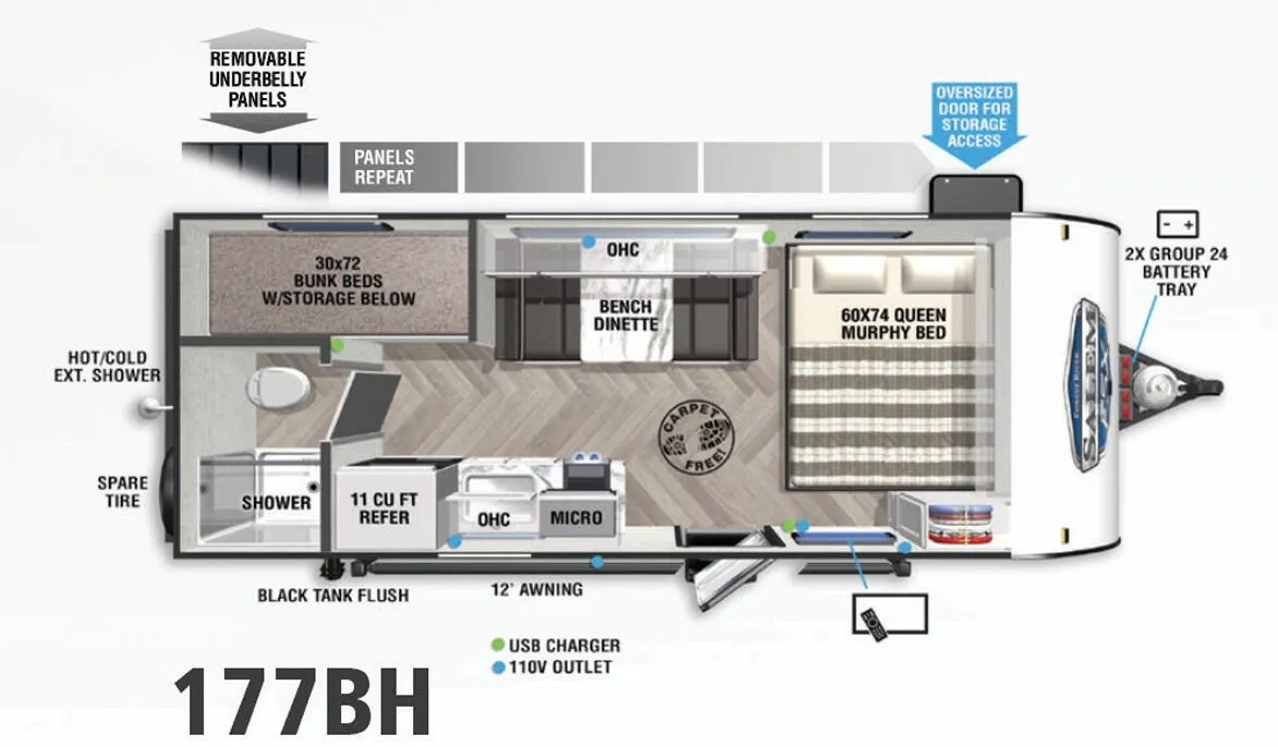 Forest River Salem FSX 177BH floor plan
