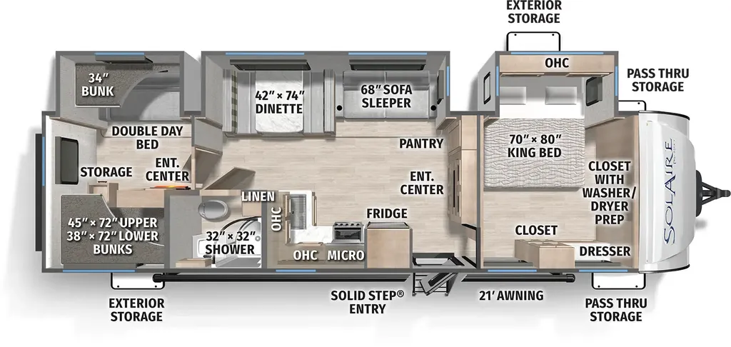 2026 Forest River Solaire 3200TSBH floor plan